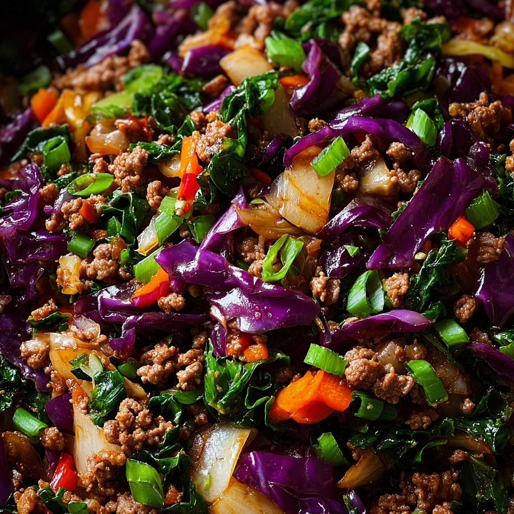 Healthy Ground Beef Cabbage Stir-Fry Recipe - Recipe Image