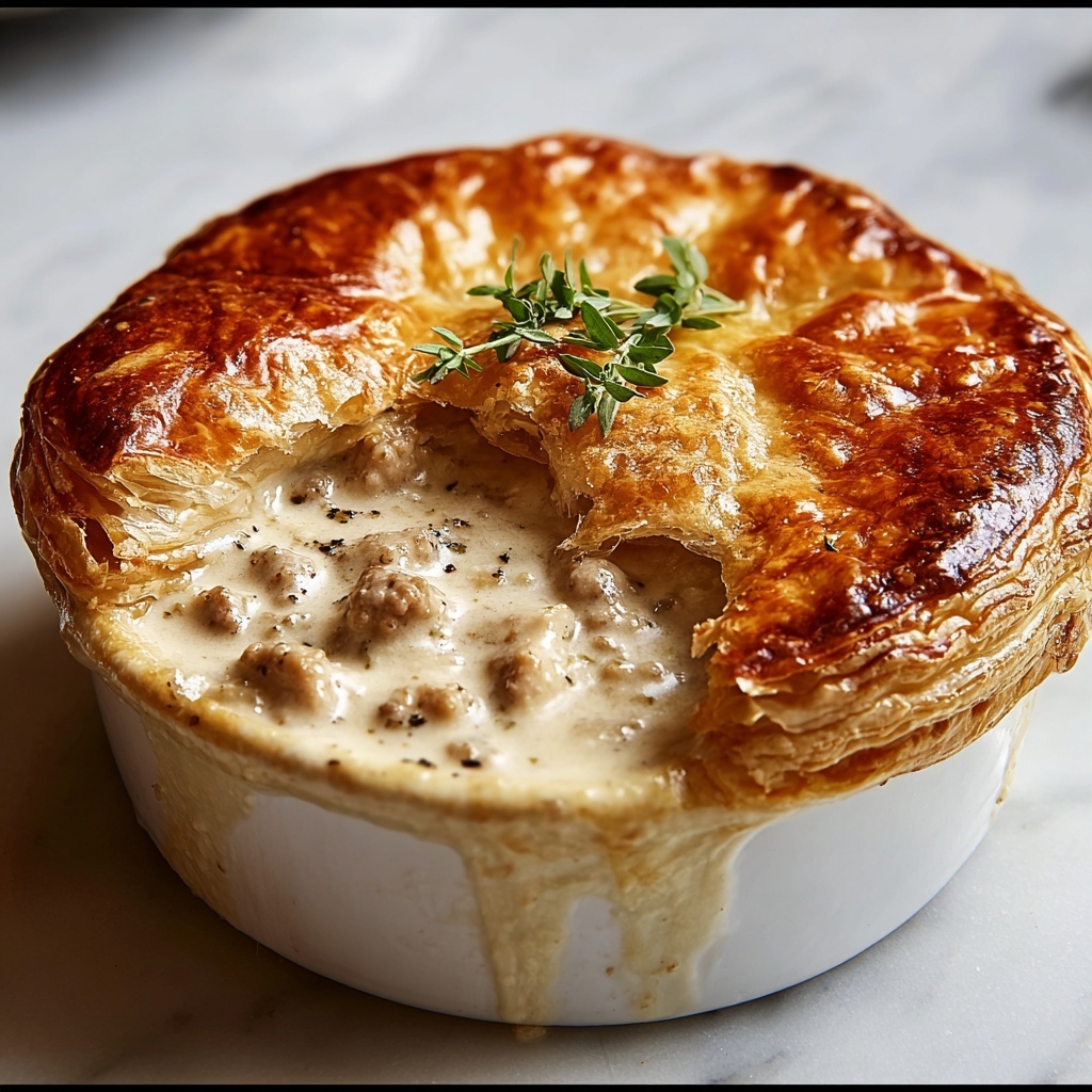 Creamy Sausage Pie with Flaky Puff Pastry Recipe - Recipe Image