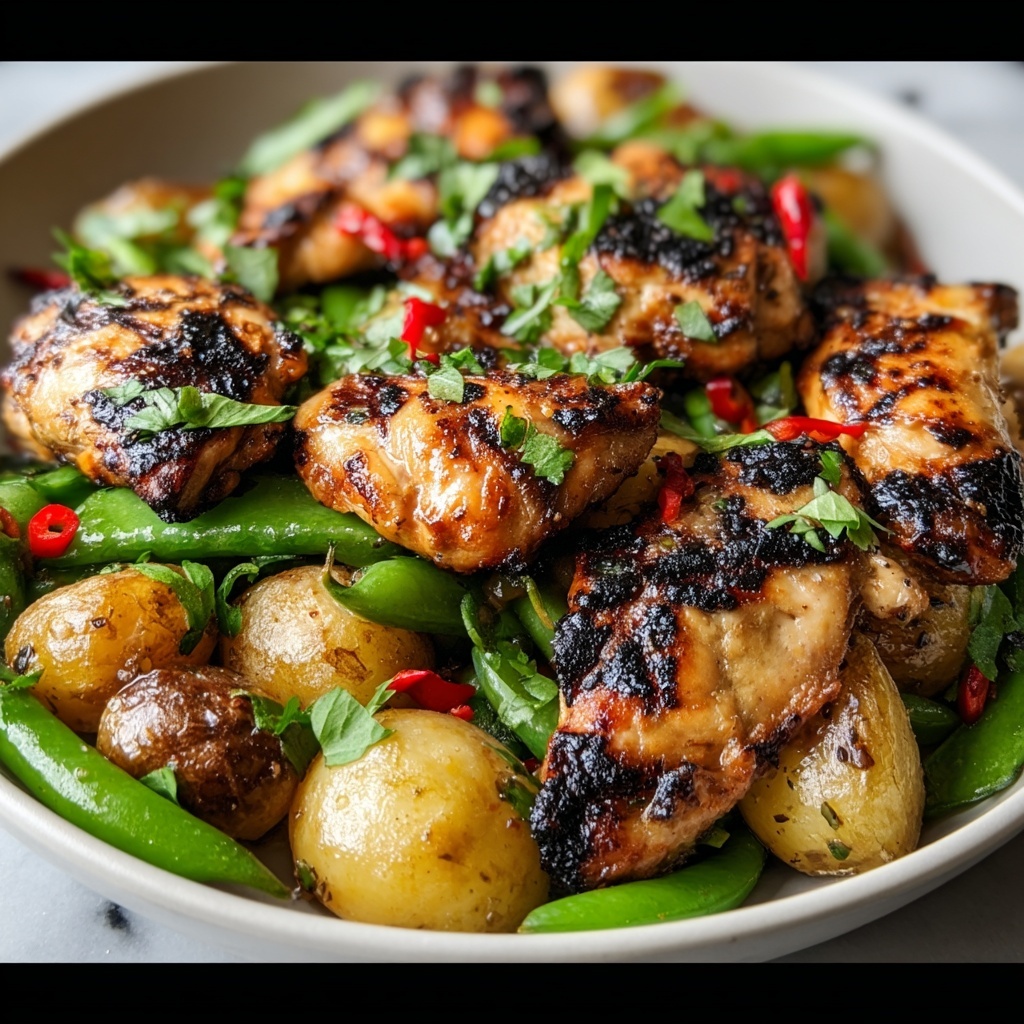Asian Marinated Chicken with Snap Pea Panzanella Recipe - Recipe Image