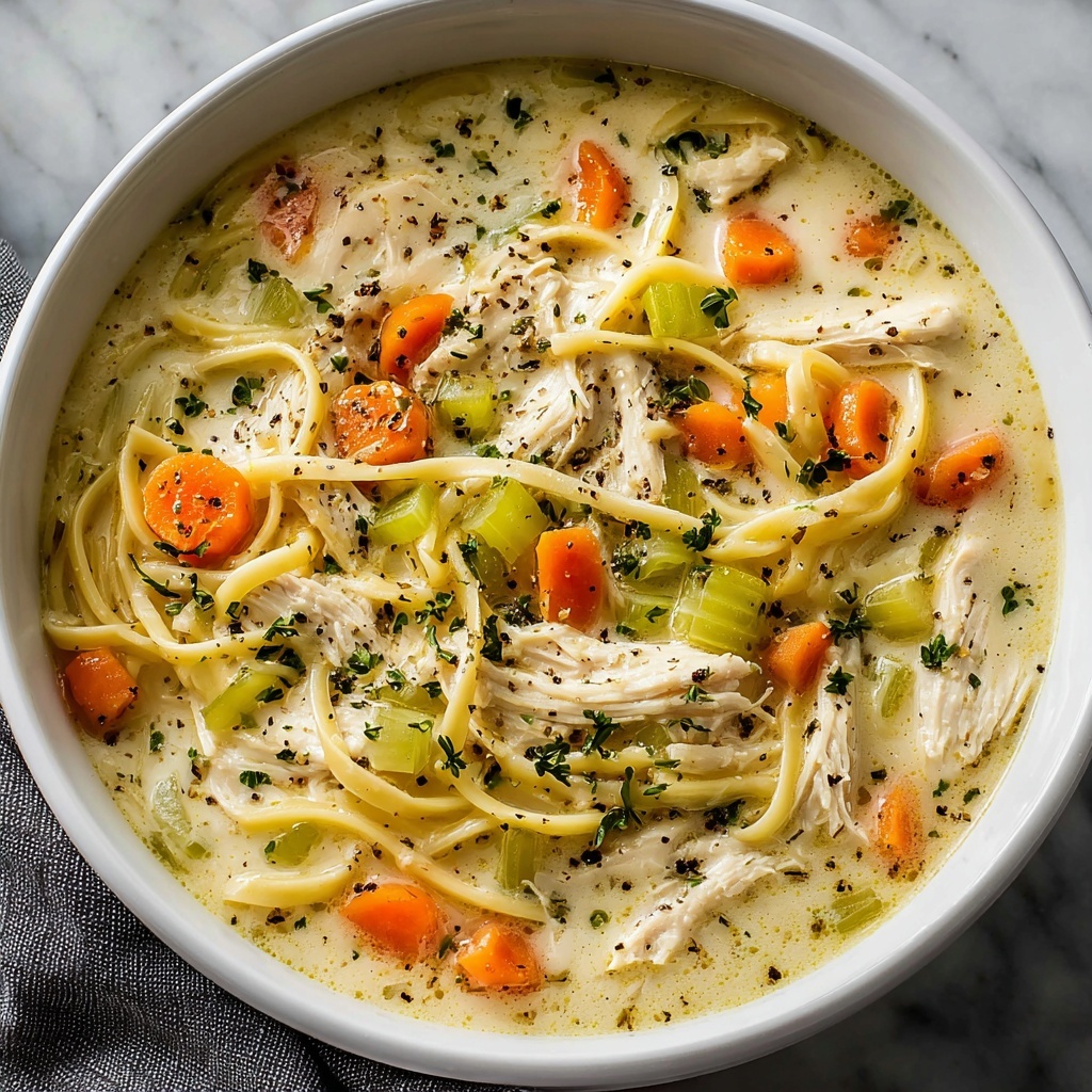 Creamy Lemon Chicken Noodle Soup Recipe - Recipe Image