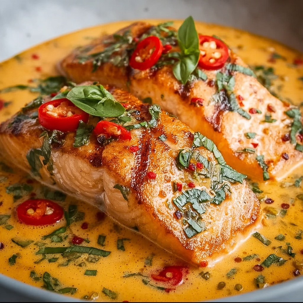 Creamy Roasted Red Pepper Salmon Recipe - Recipe Image