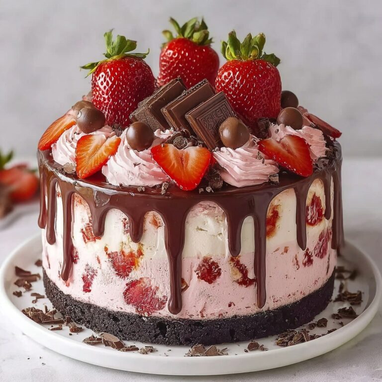 Chocolate Covered Strawberry Ice Cream Cake Recipe