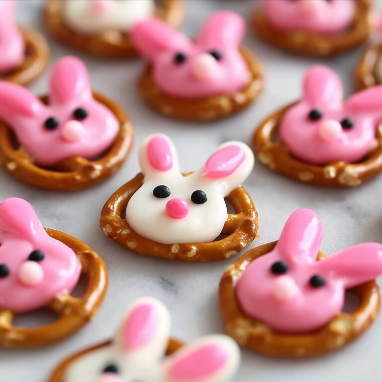 Pink Bunny Pretzels with White Chocolate and Decorated Details Recipe