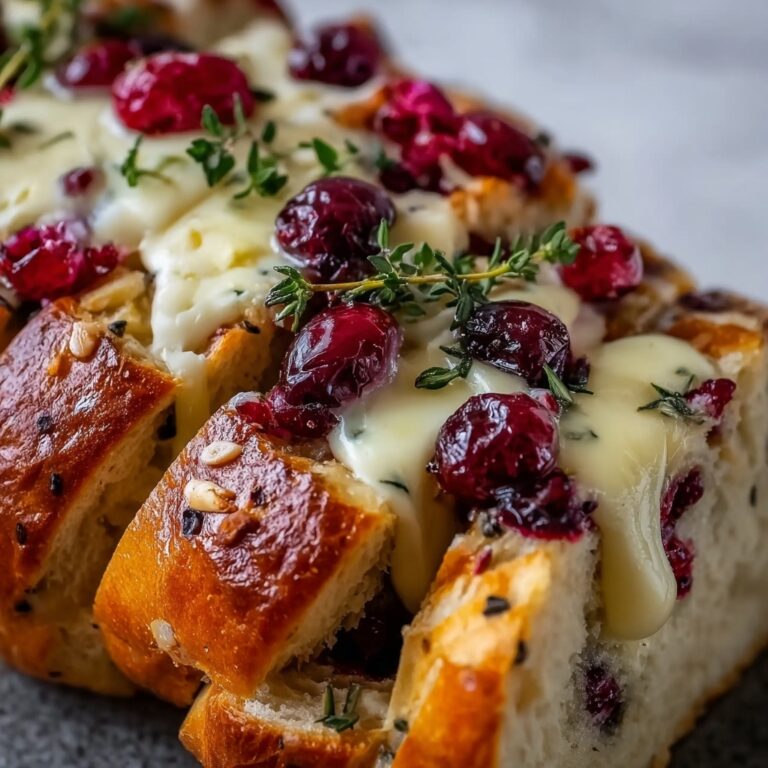 Garlic Herb Sourdough Bread Stuffed with Brie & Cranberry Recipe