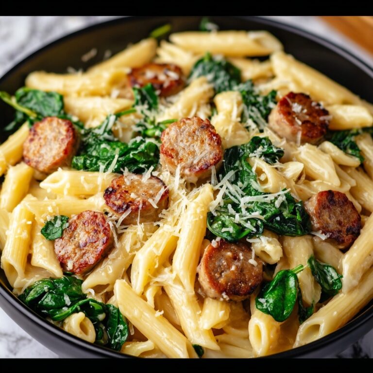 One-Pan Creamy Penne with Spinach and Italian Sausage Recipe
