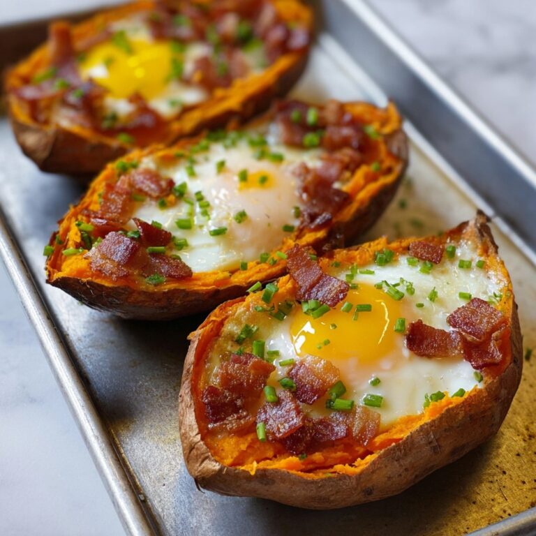 Breakfast Sweet Potato Boat with Bacon, Cheddar, and Egg Recipe