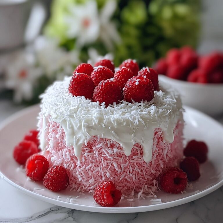 Raspberry Coconut Snowball Cake Recipe