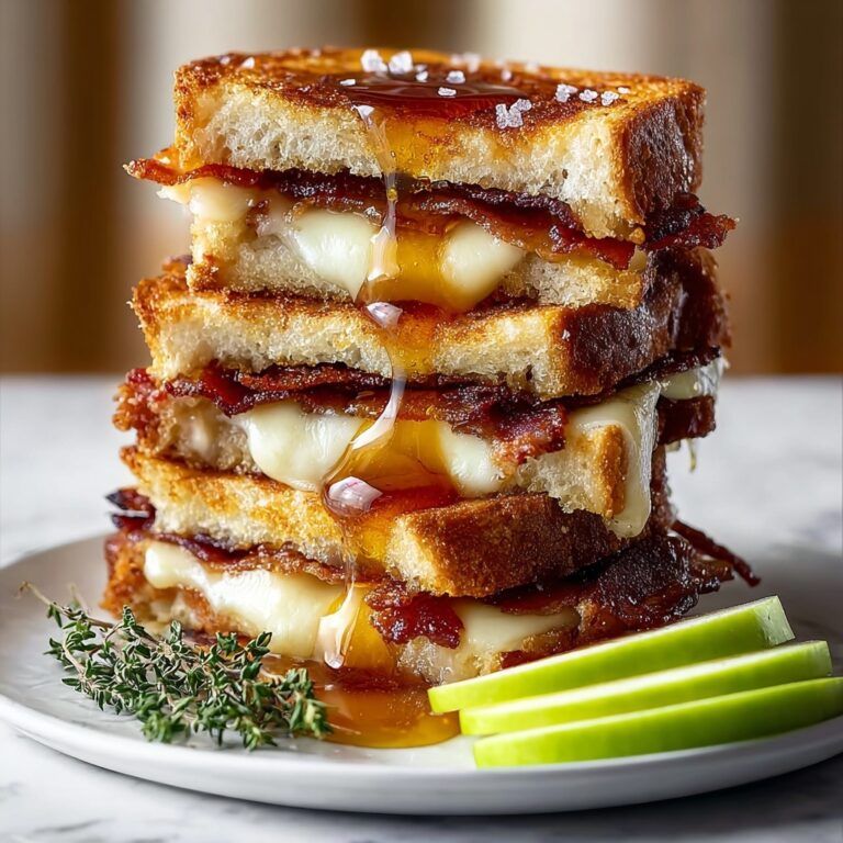 Ultimate Hot Honey Apple Cheddar Beef Bacon Grilled Cheese Recipe