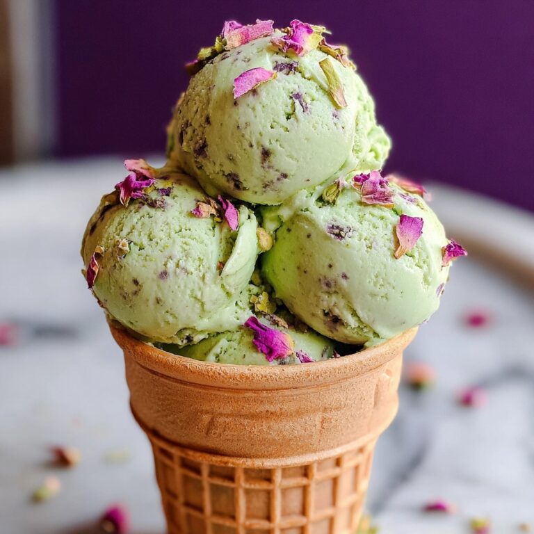 Homemade Rose and Green Pistachio Ice Cream Recipe
