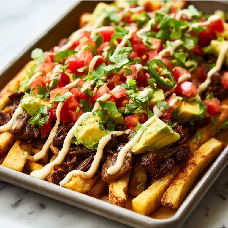 Carne Asada Fries with Cheddar Cheese Sauce and Fresh Toppings Recipe