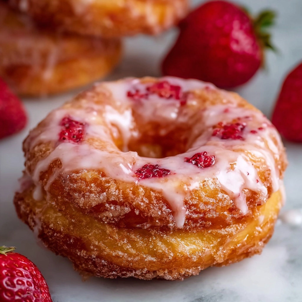Strawberry Glazed French Crullers Recipe - Recipe Image