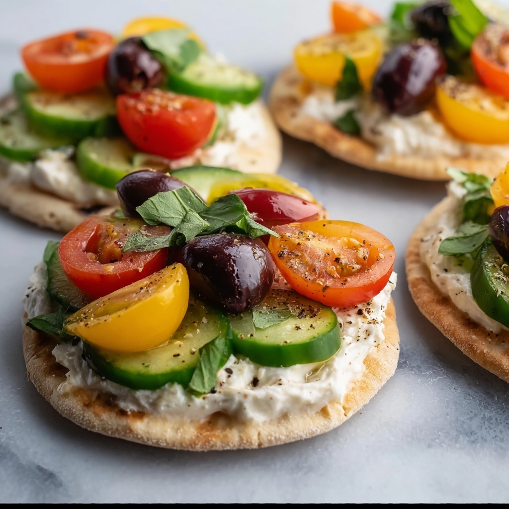 Greek Salad Naan Bites with Hummus Recipe - Recipe Image